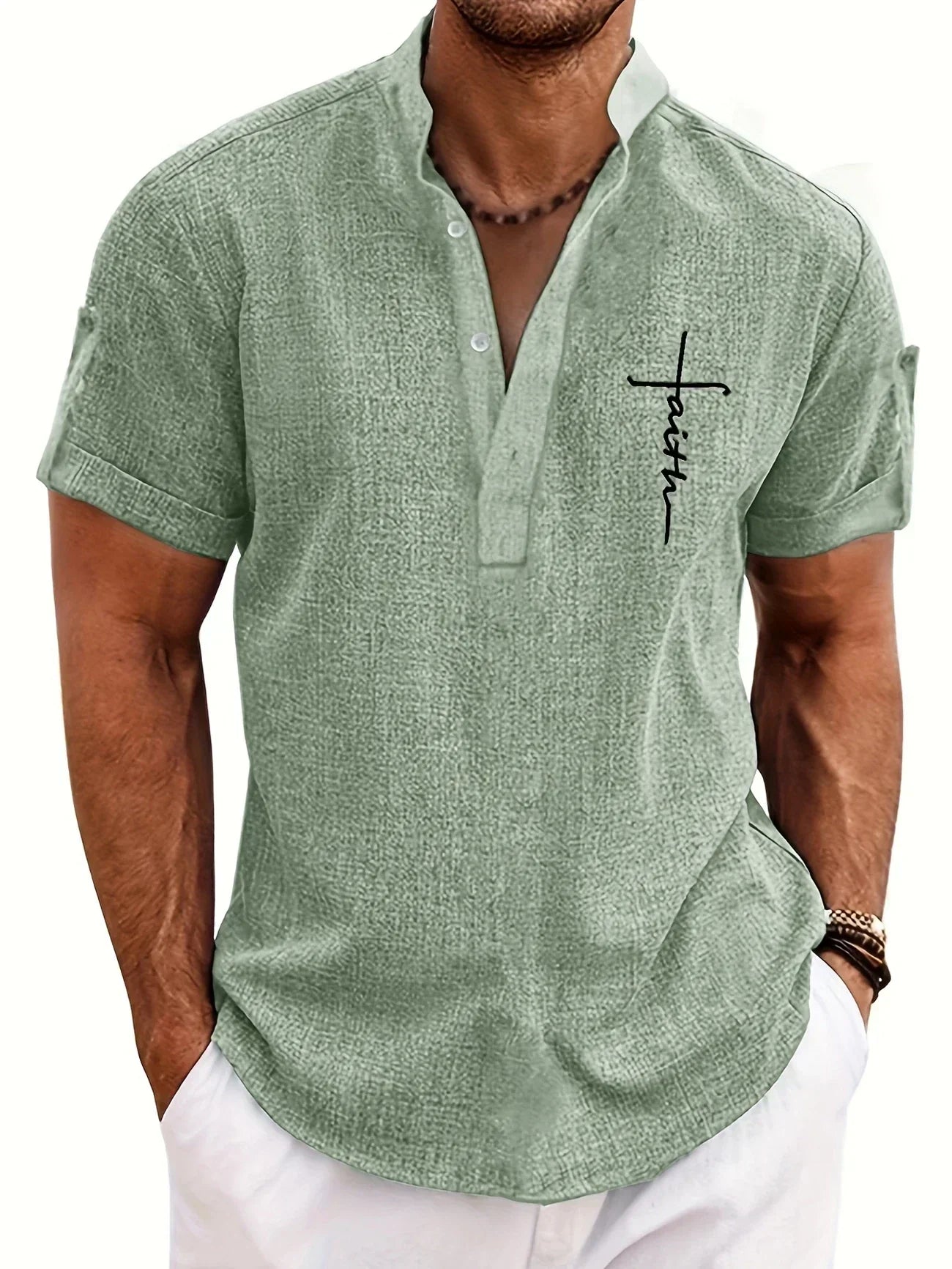Jesus | Elegant Mandarin Collar Shirt