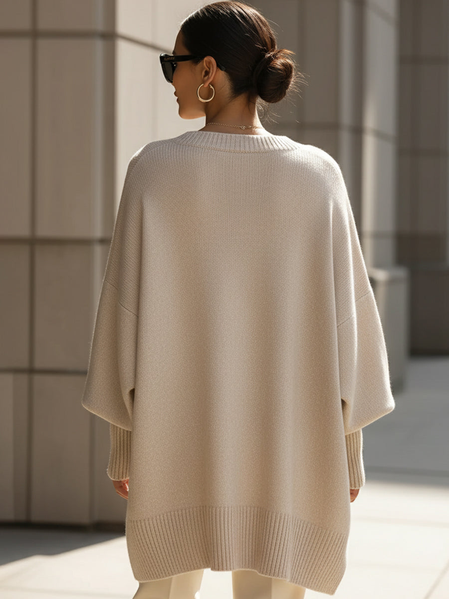 Jennifer | Suéter Oversize de Cuello Ancho Drapeado