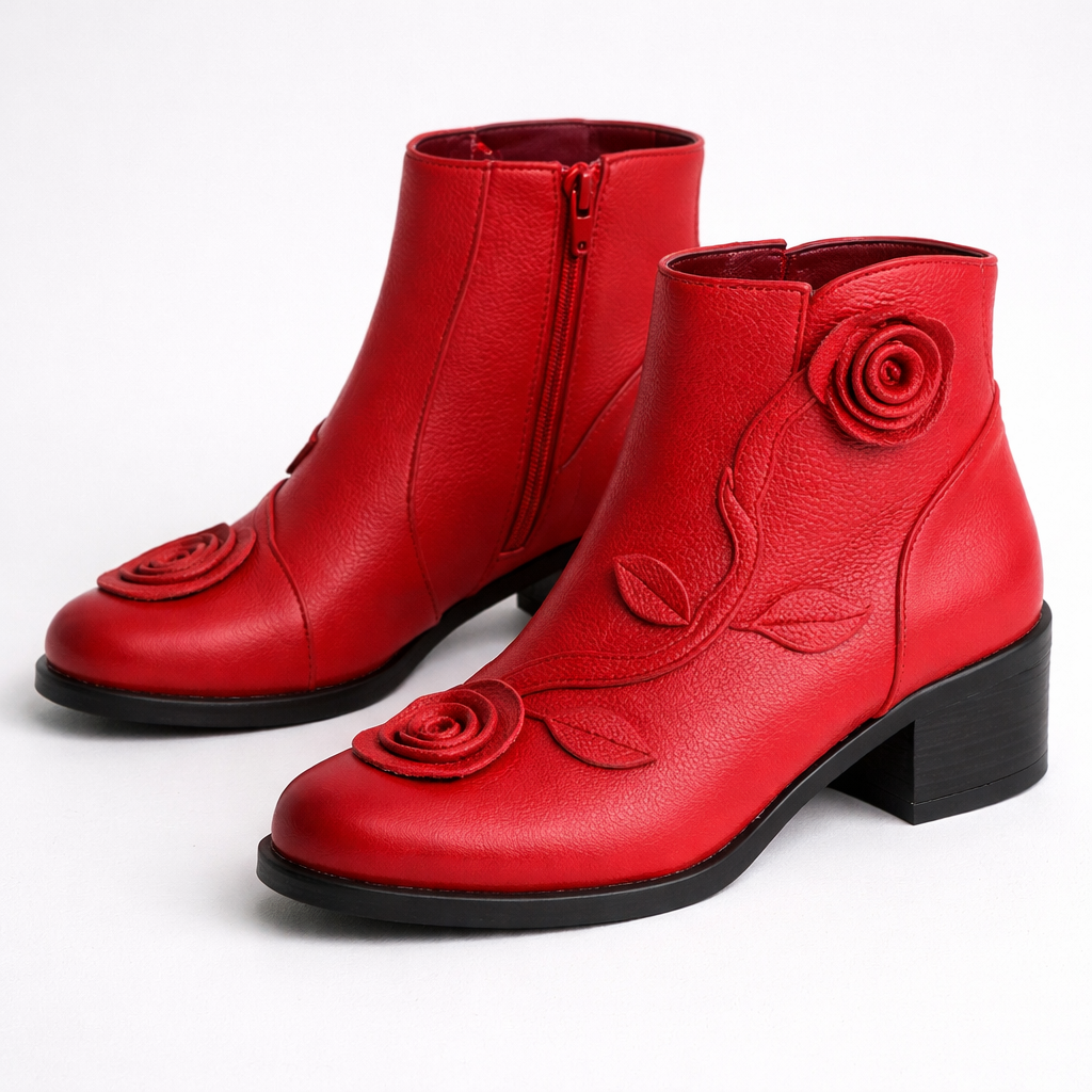 Lydia| Mid-Heel Leather Martin Boots