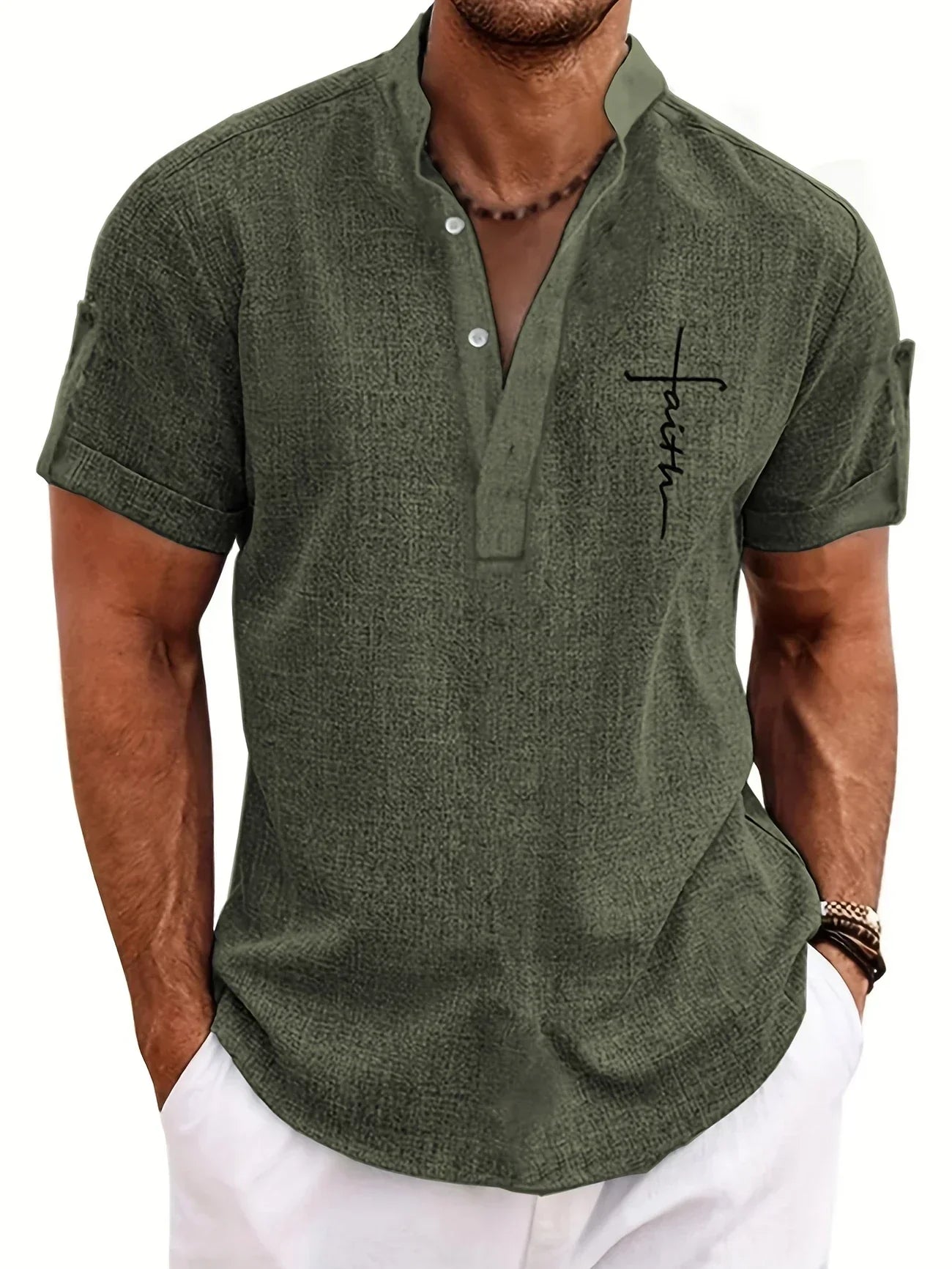 Jesús | Camisa Elegante Cuello Mao