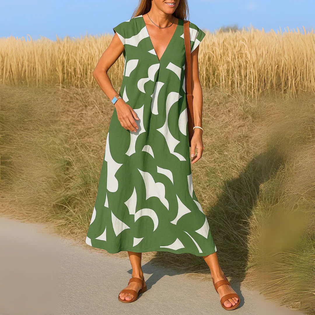 Valeria | Vestido Estampado Blanco y Negro
