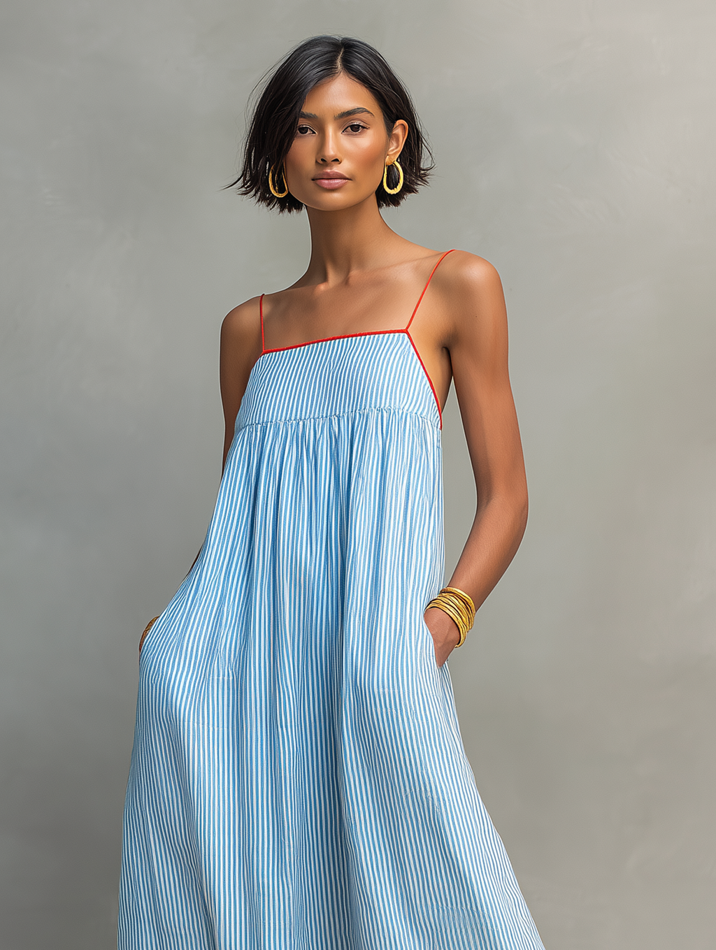 Minimalist striped maxi dress