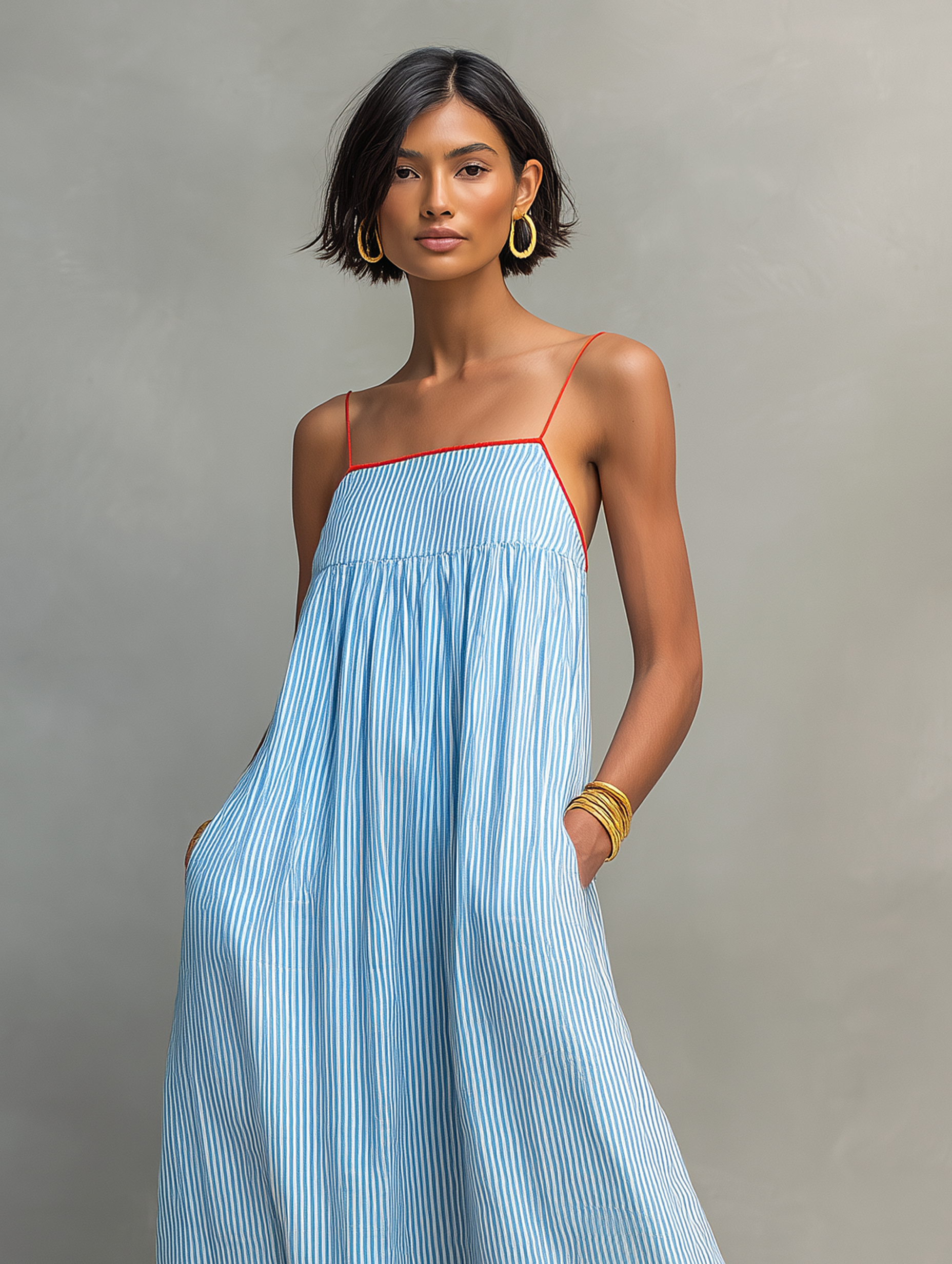 Minimalist striped maxi dress