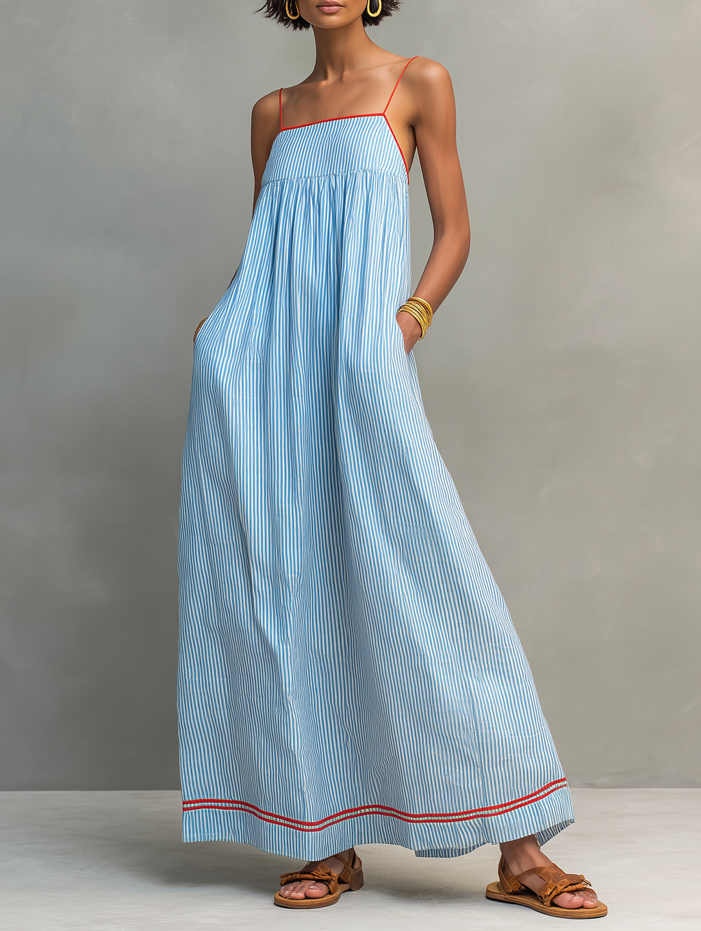 Minimalist striped maxi dress