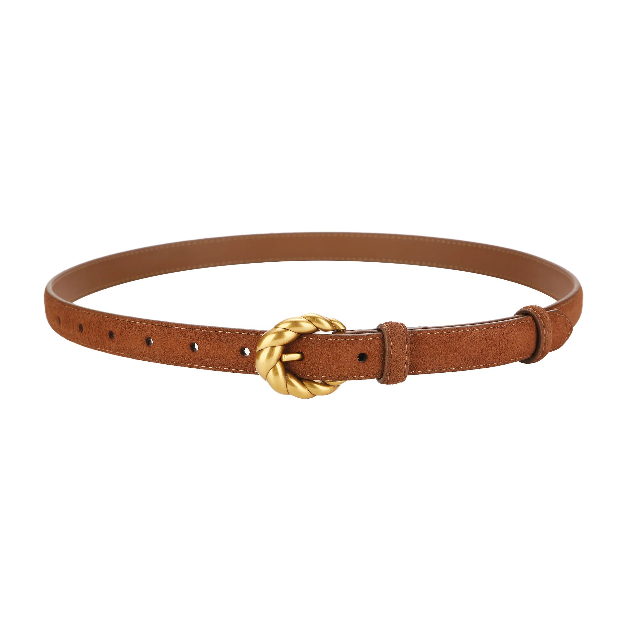 Belt with gold buckle and genuine leather
