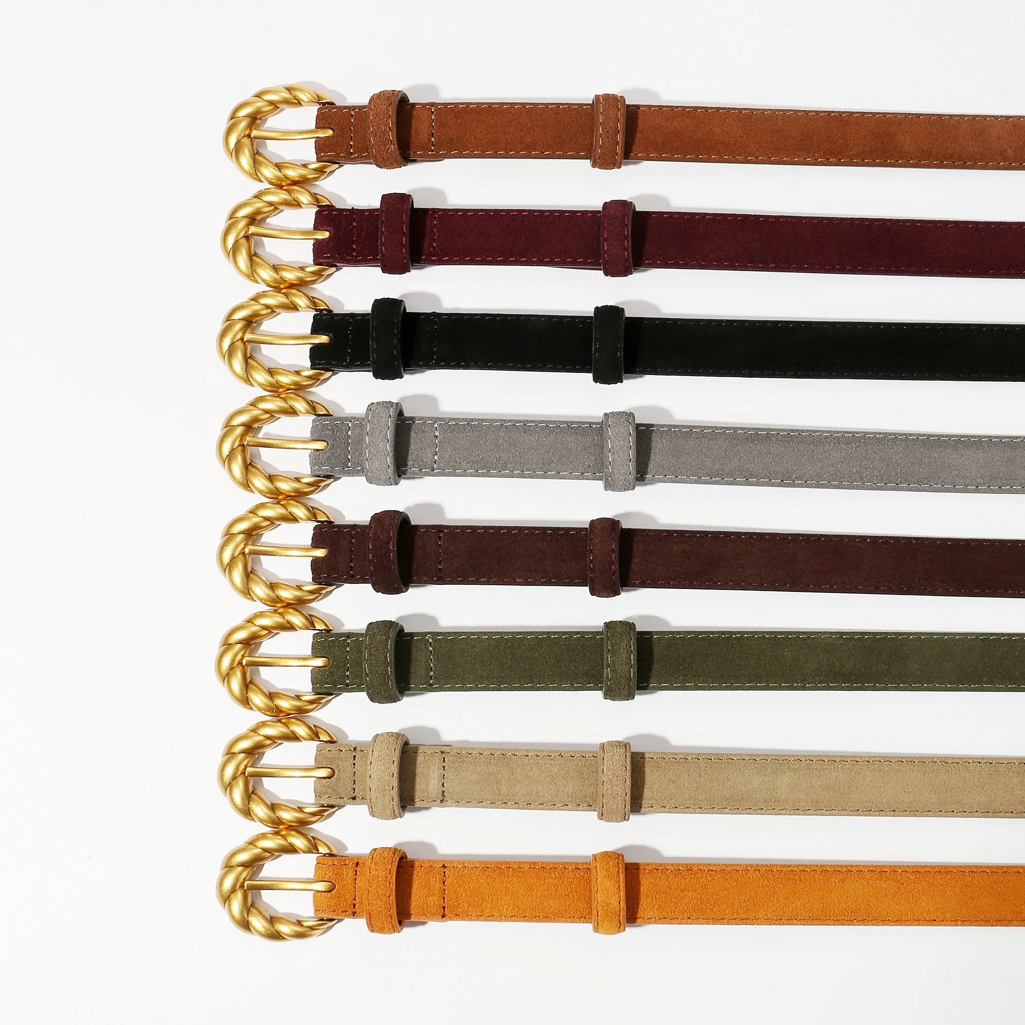 Belt with gold buckle and genuine leather