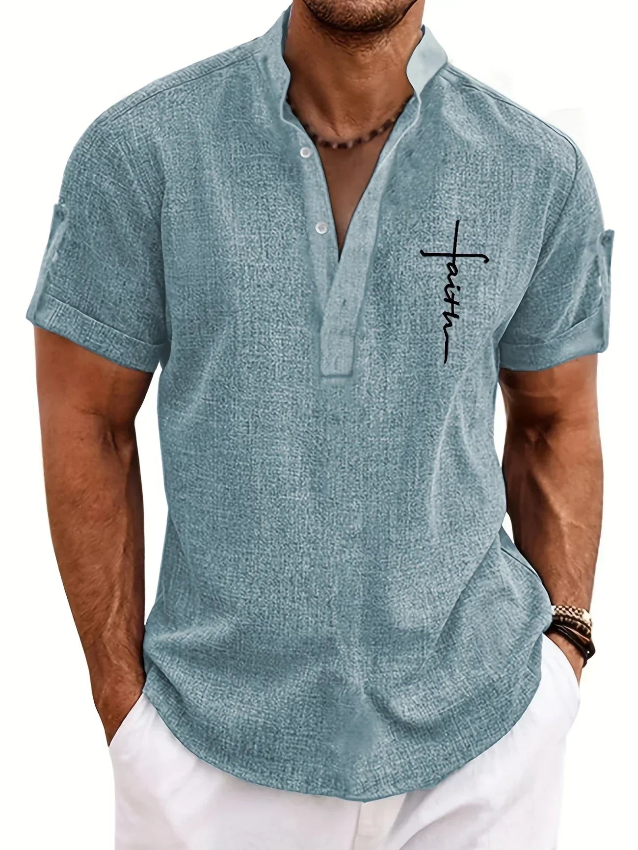 Jesús | Camisa Elegante Cuello Mao