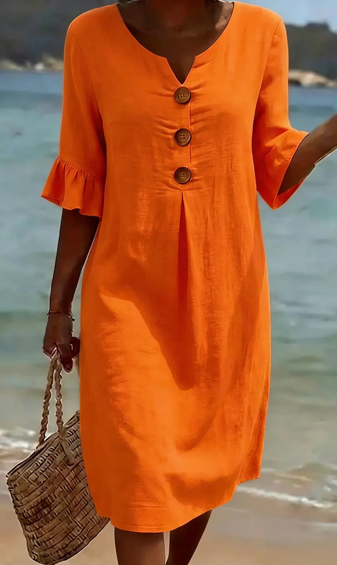 Clara | vestido ligero con manga abullonada y botones