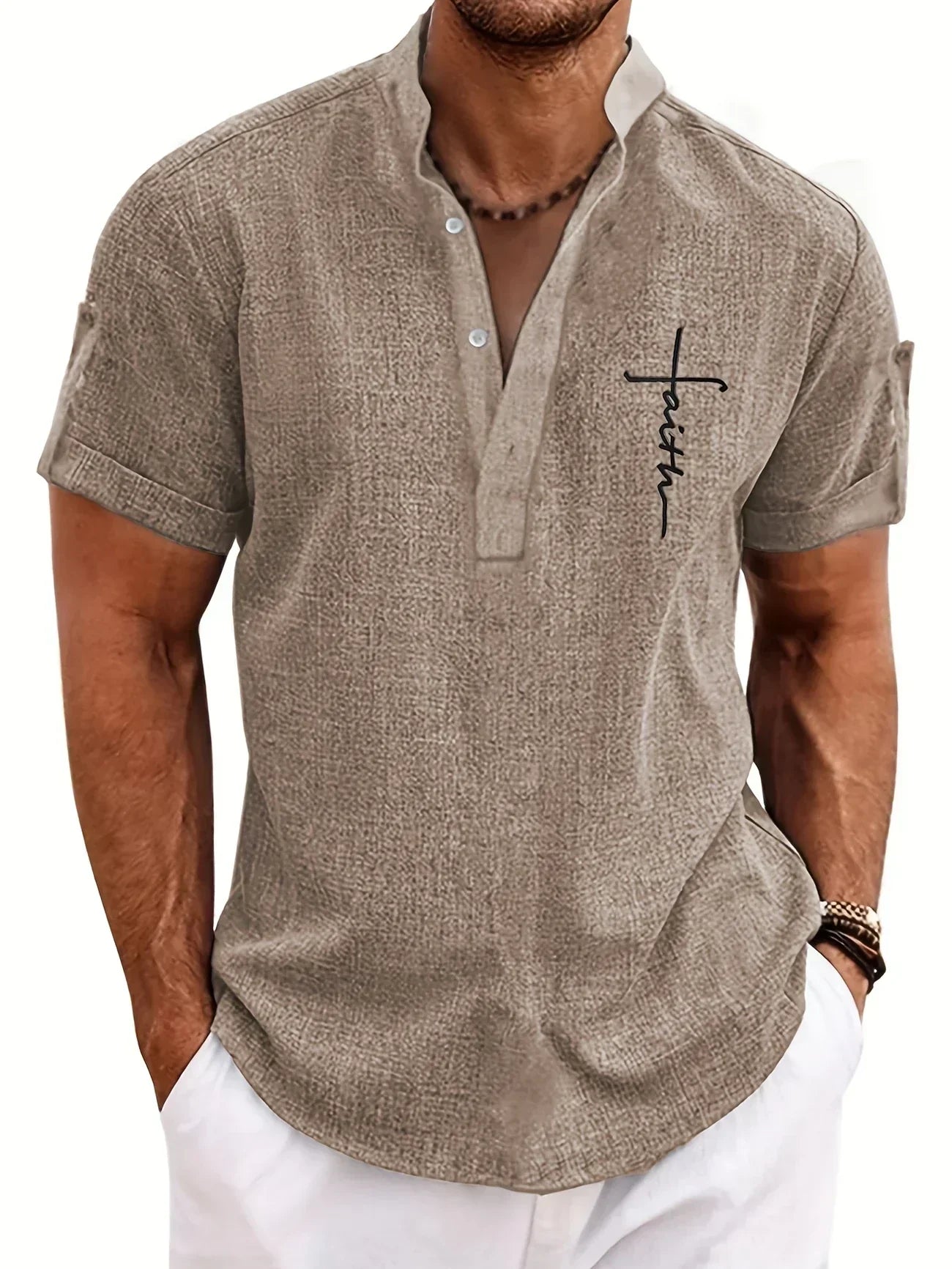 Jesus | Elegant Mandarin Collar Shirt