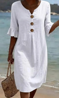 Clara | lightweight dress with puff sleeves and buttons