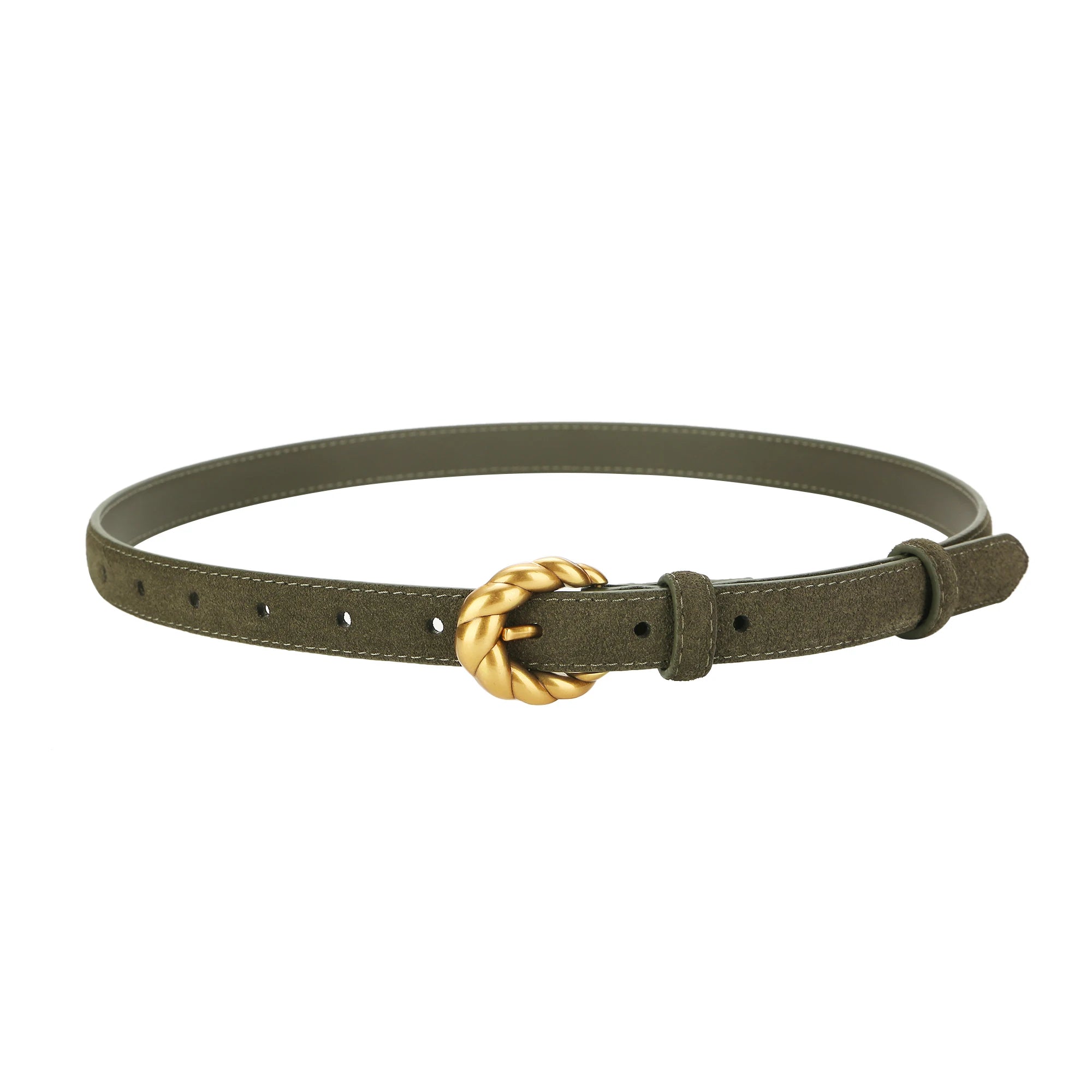 Belt with gold buckle and genuine leather