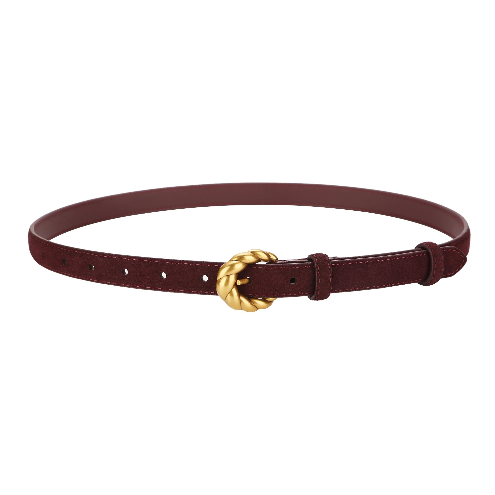 Belt with gold buckle and genuine leather