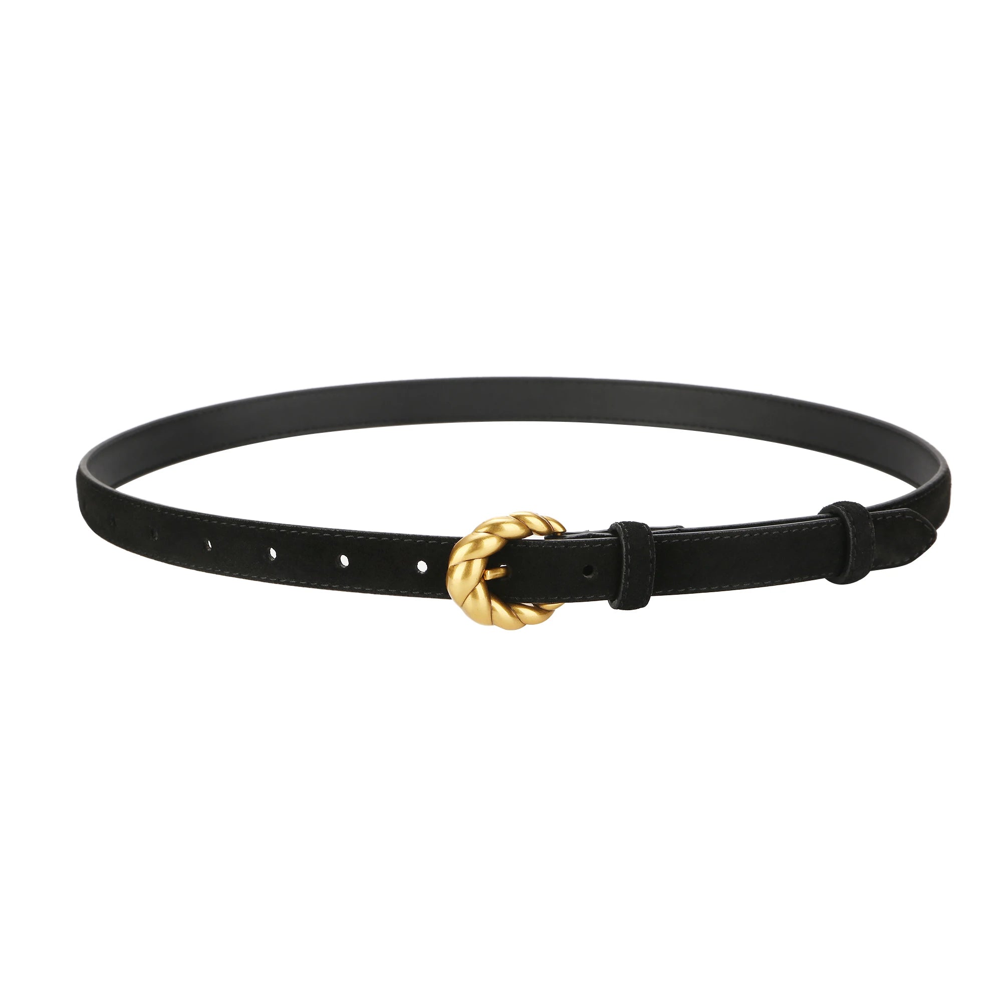 Belt with gold buckle and genuine leather