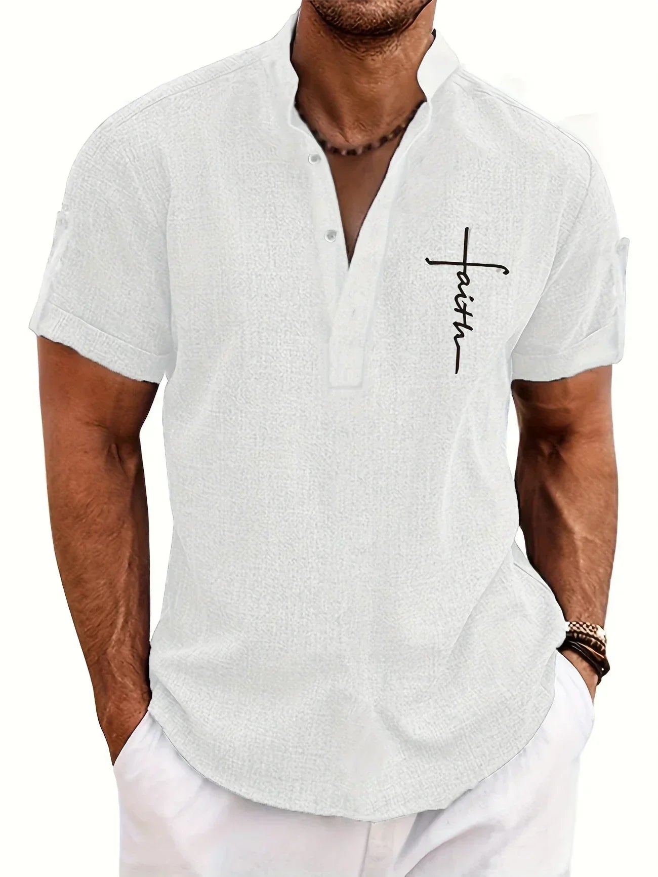 Jesus | Elegant Mandarin Collar Shirt