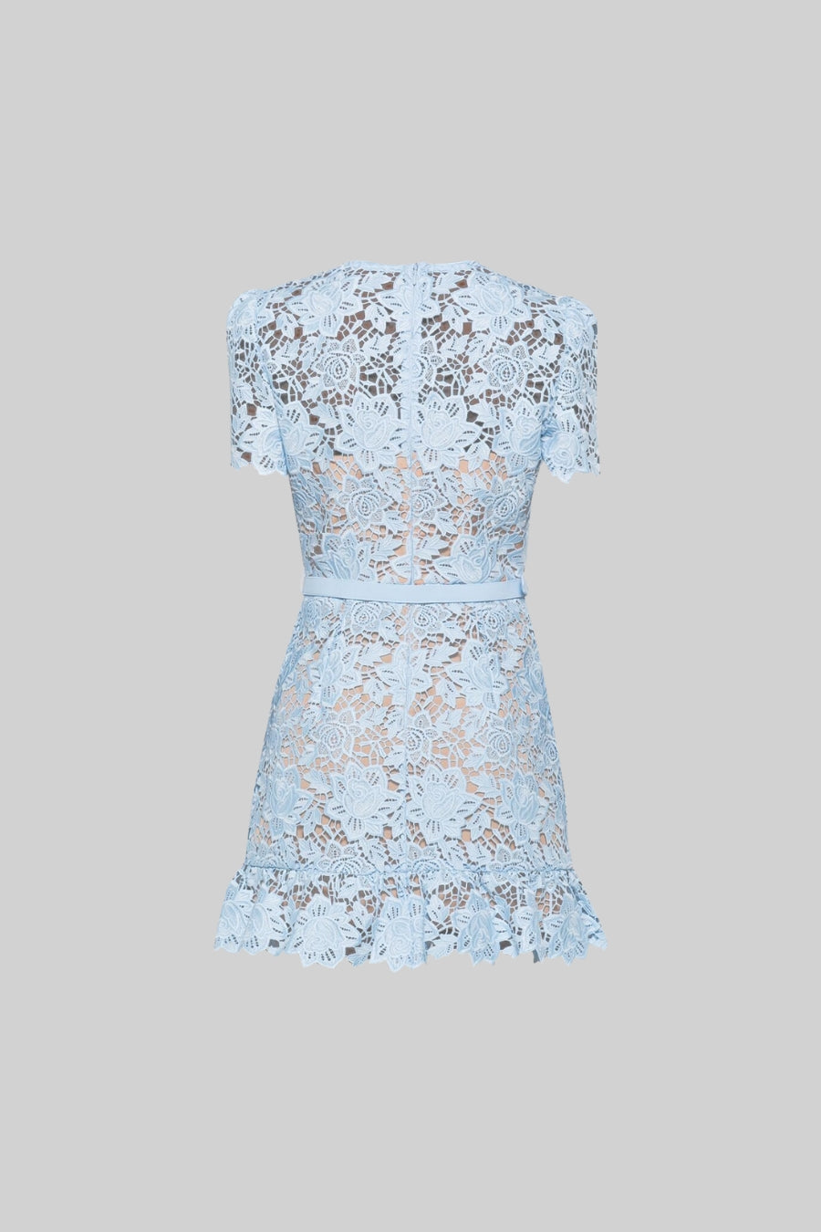 Yasmina | Blue Short Sleeve Embroidered Floral Dress