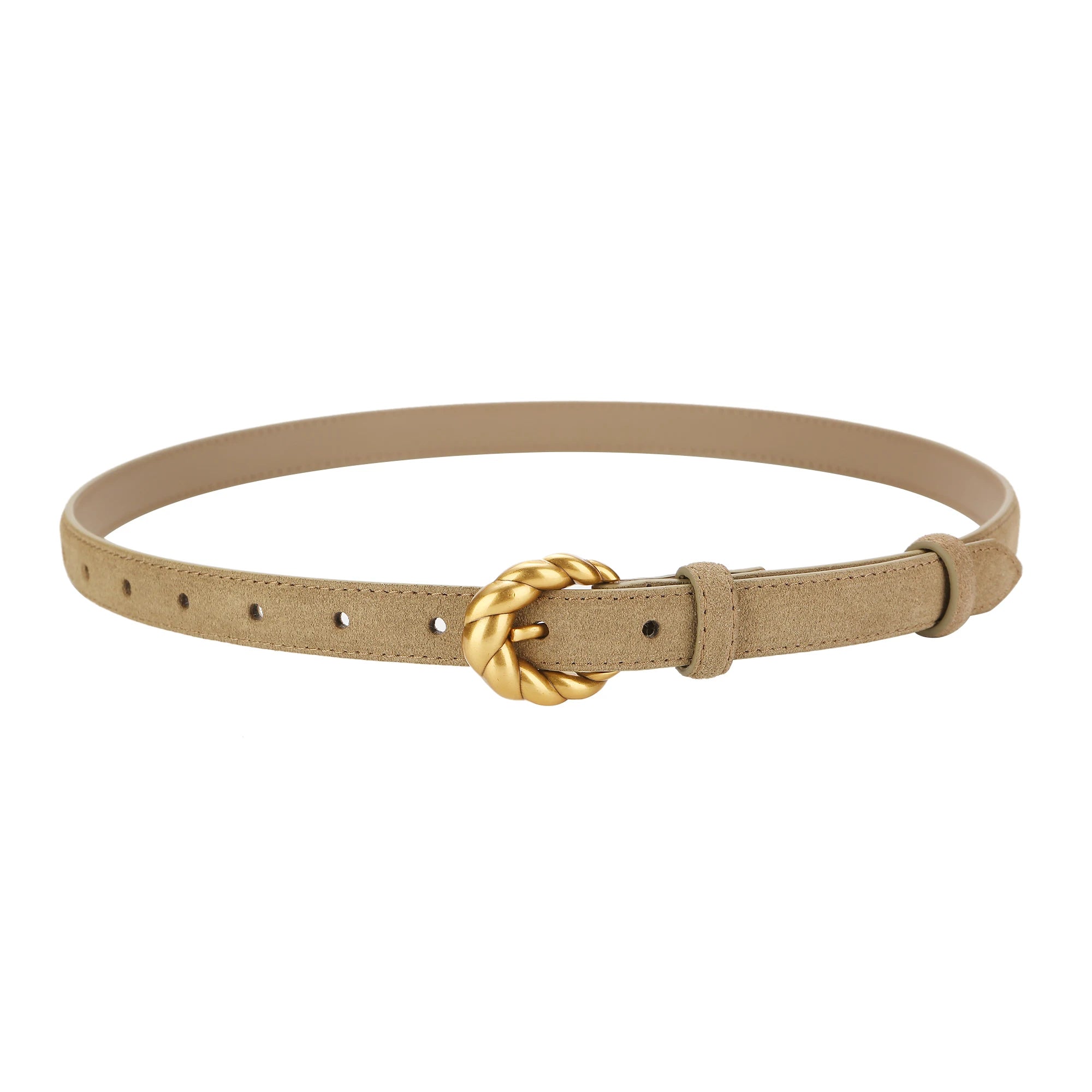Belt with gold buckle and genuine leather