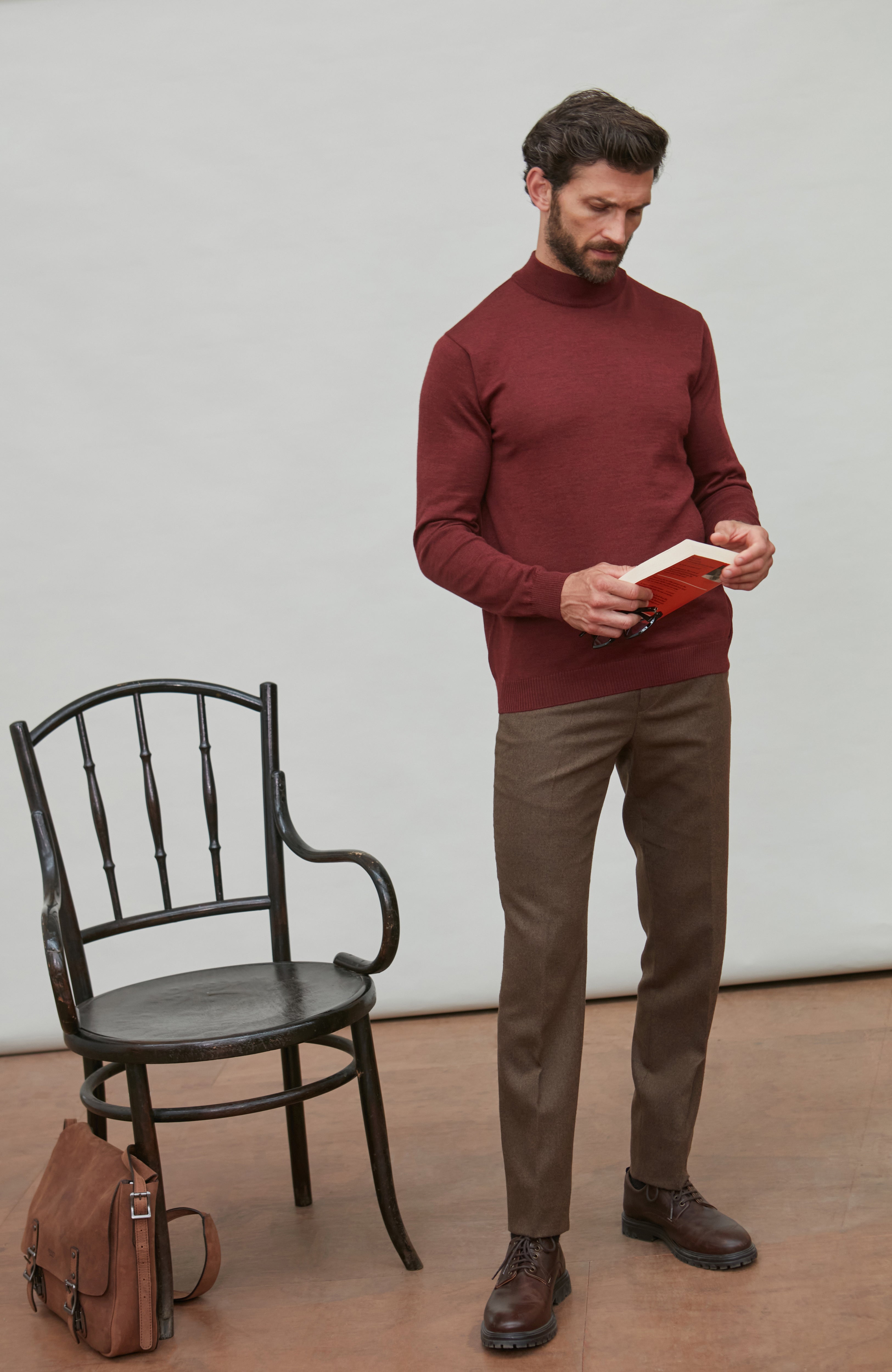 Andrés | Men's extra-fine merino wool mock neck sweater