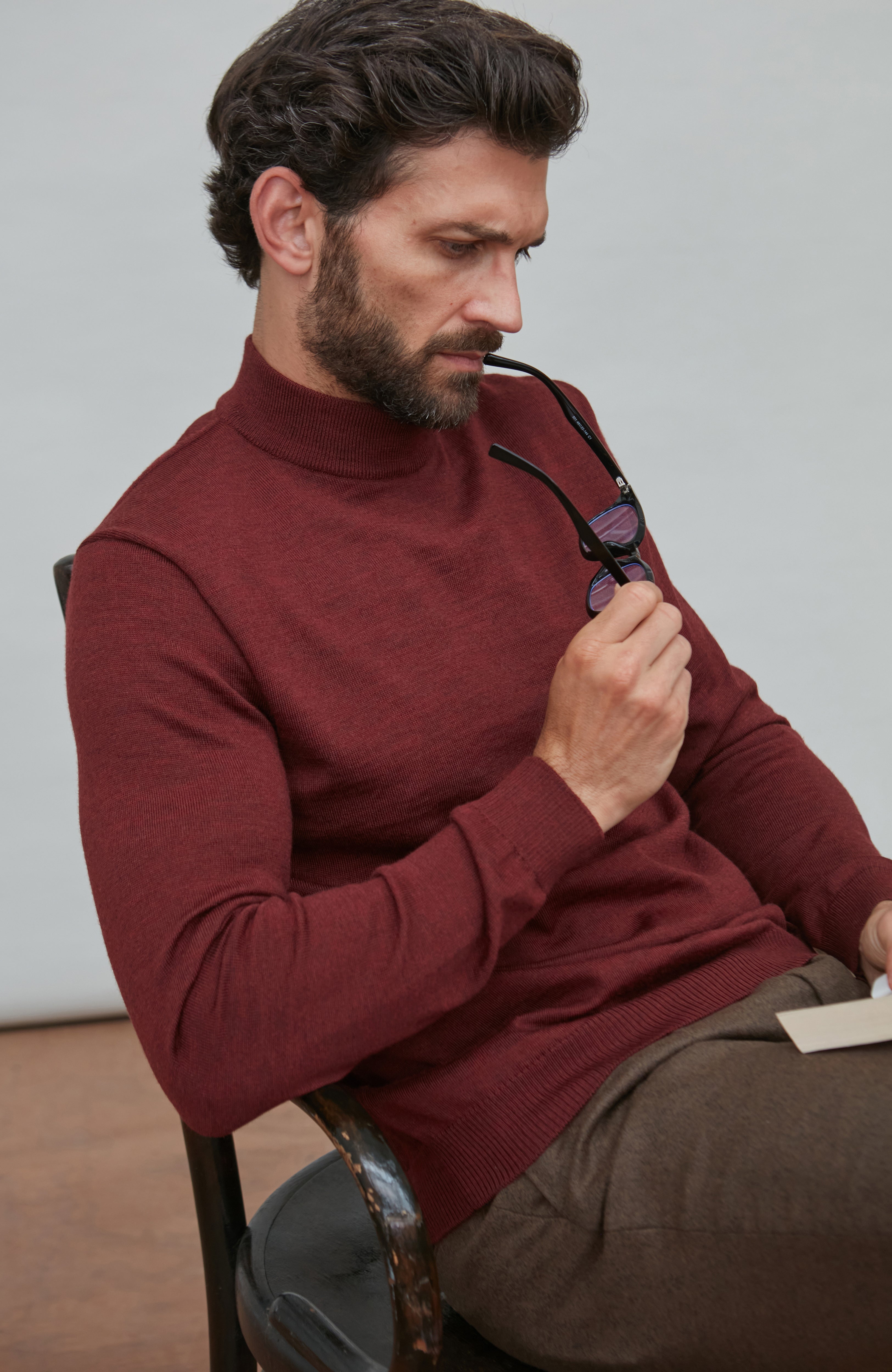 Andrés | Men's extra-fine merino wool mock neck sweater