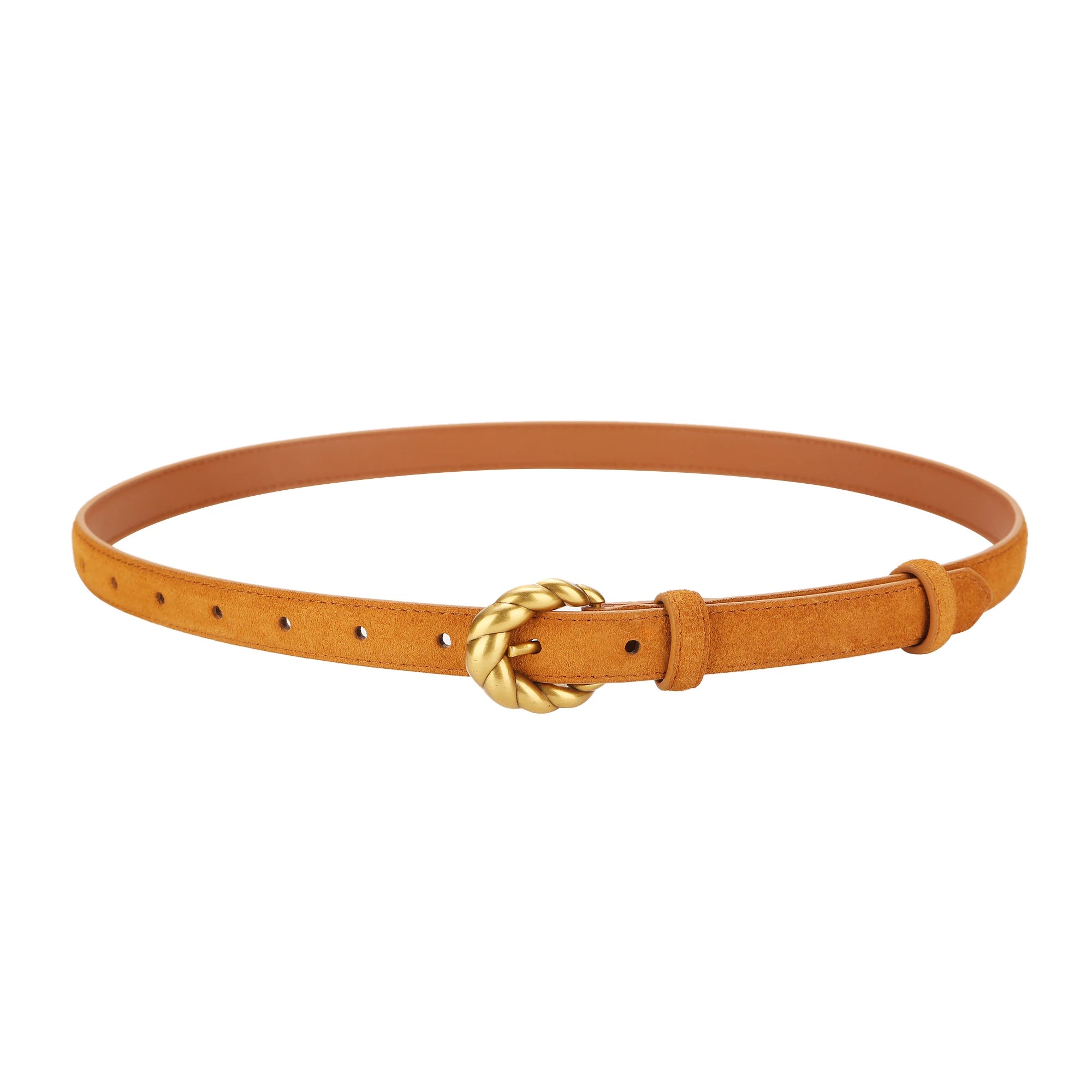 Belt with gold buckle and genuine leather