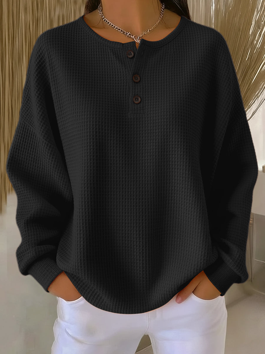 Mirabel™ | Sudadera Henley de Punto Gofre