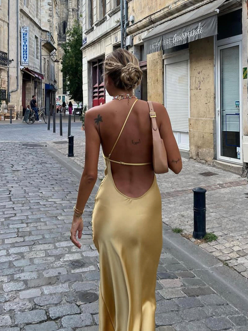 Fiora | Open Back Satin Maxi Dress