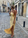 Fiora | Open Back Satin Maxi Dress
