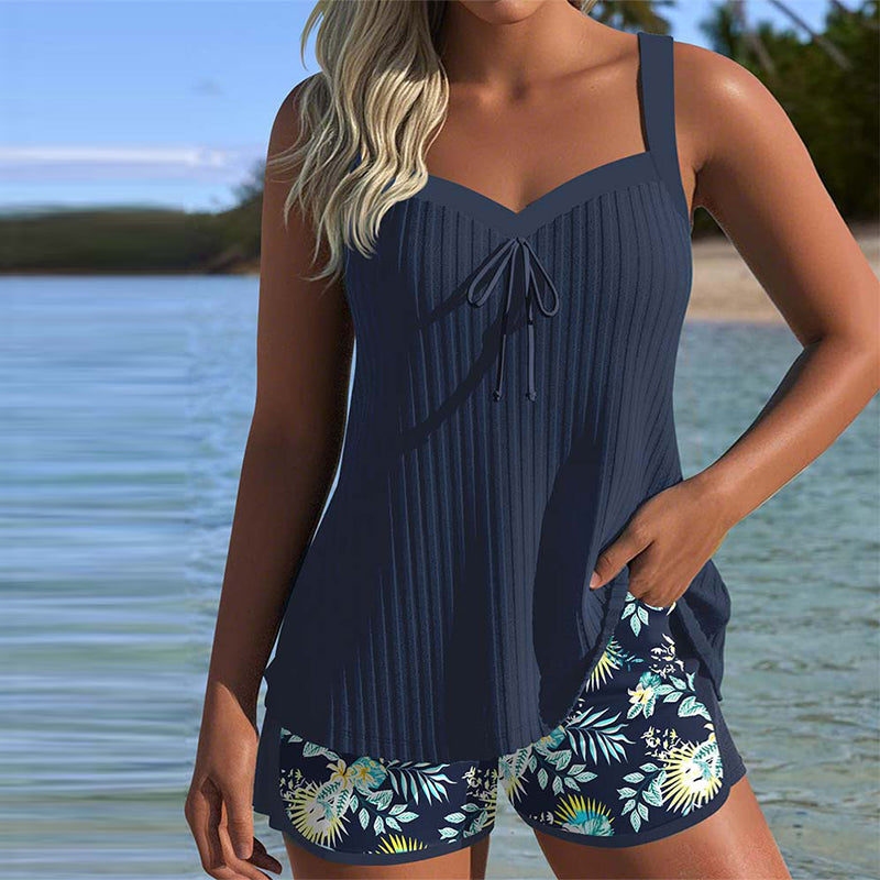 Julia | Striped Tankini Two Piece Swimsuit