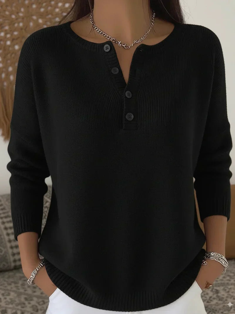 Helena™ | Suéter de Punto Henley con Botones
