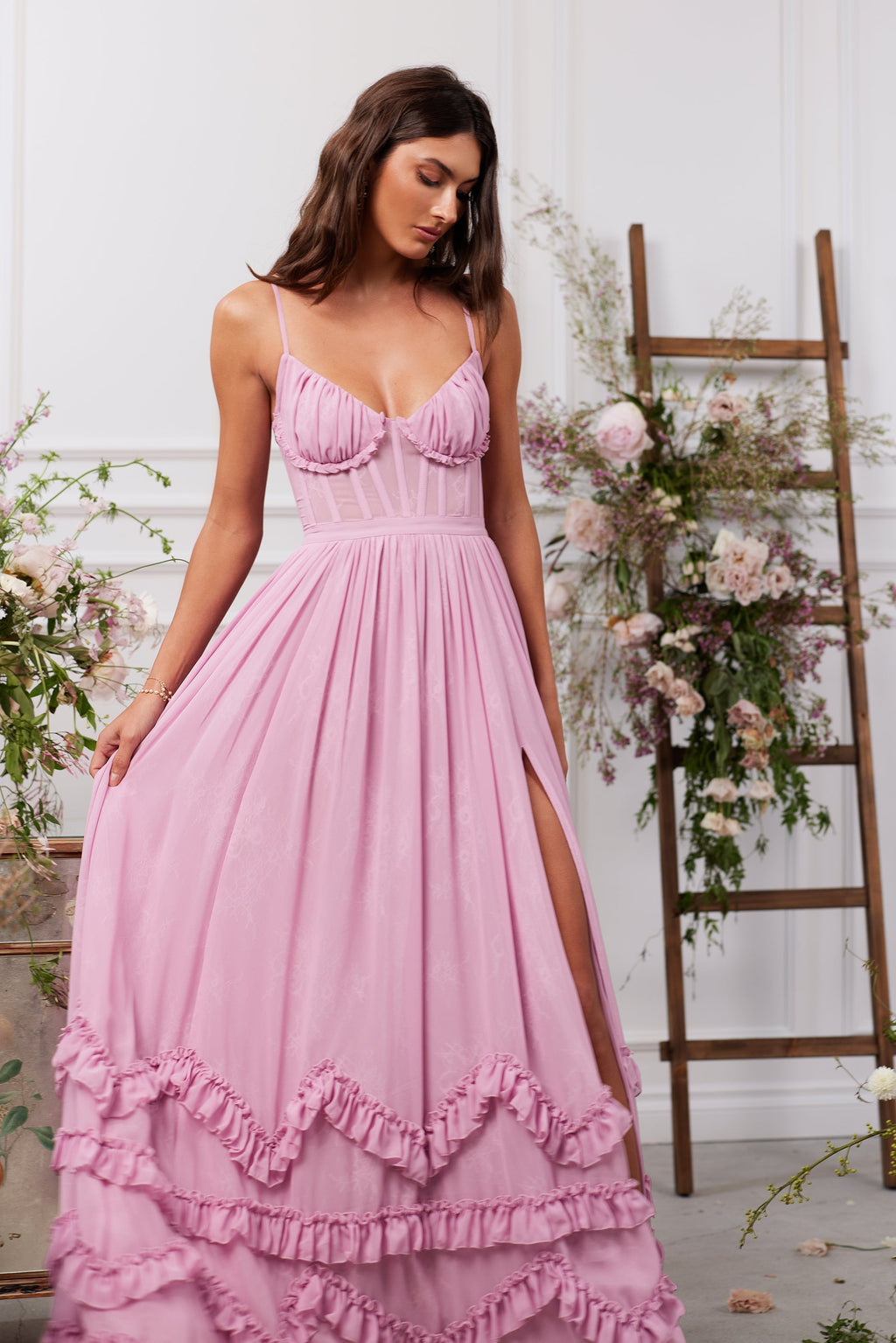 Nira | Mauve Pink Maxi Dress