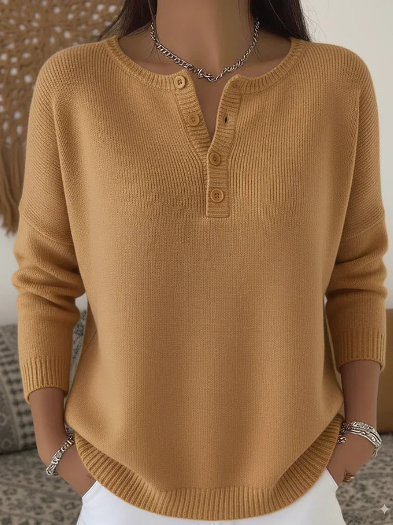 Helena™ | Suéter de Punto Henley con Botones