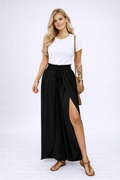 Miuccia | High-waisted wide-leg trousers with side slits