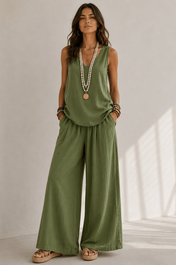 Conjunto Érika Top Fluido & Pantalón Wide Leg