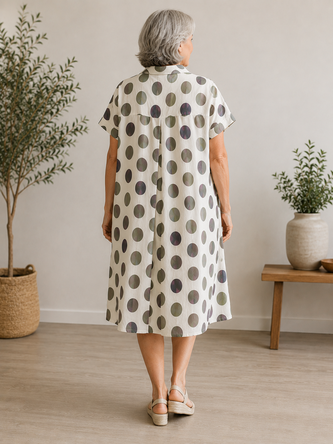 Estela | Vestido Camisero Estampado de Lino y Algodón