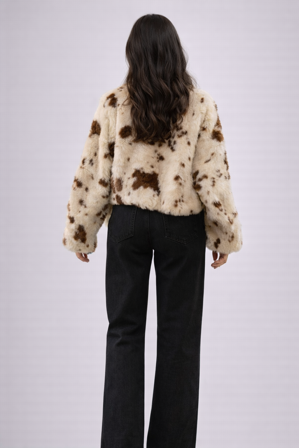 Thalía | Synthetic Cropped Bomber Jacket with Exclusive Stains