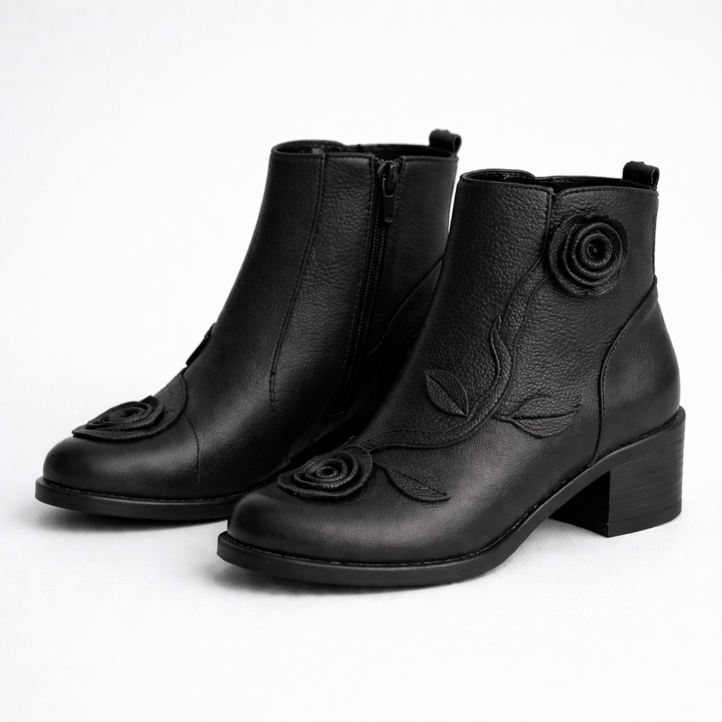 Lydia| Mid-Heel Leather Martin Boots
