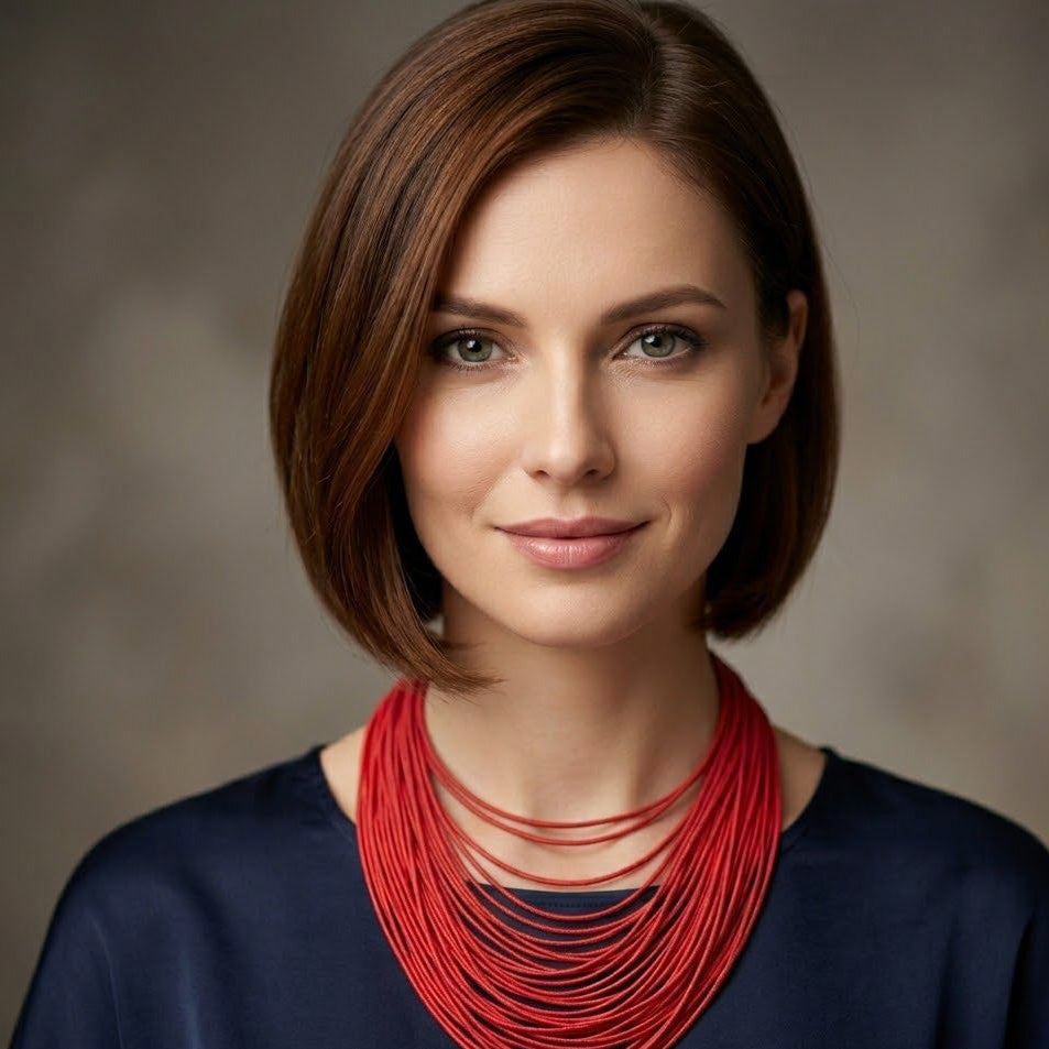 Multilayer Red Statement Necklace