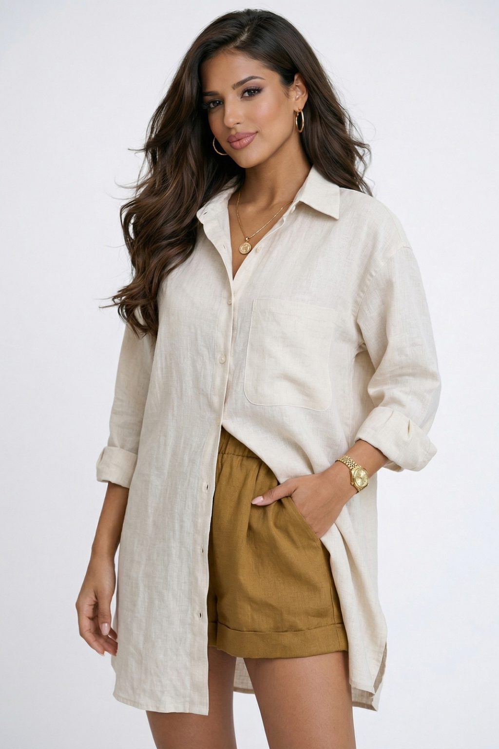 Alina | Summer Shirt Dress - Coconut