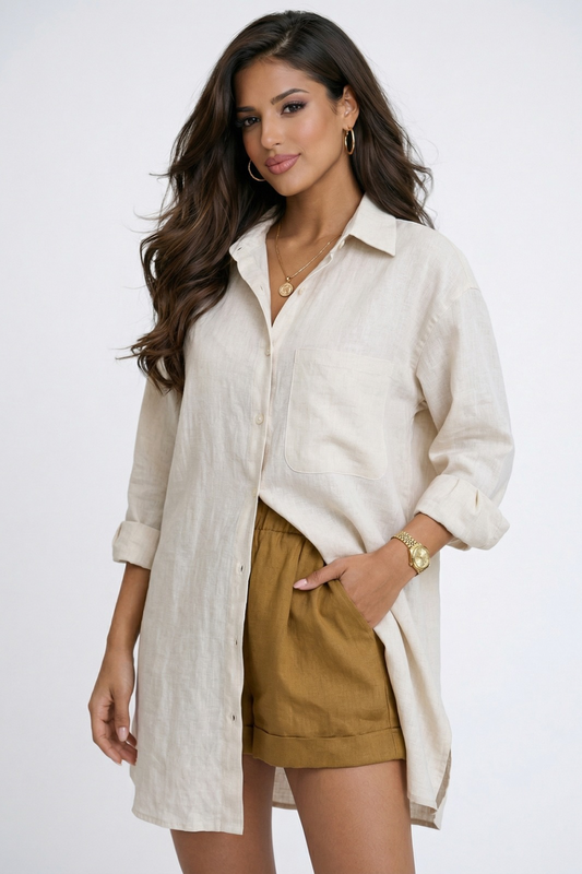 Alina | Summer Shirt Dress - Coconut