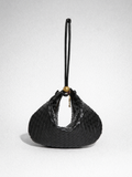 Bubble Noir | Knitted Dumpling Bag with Gold Appliqués