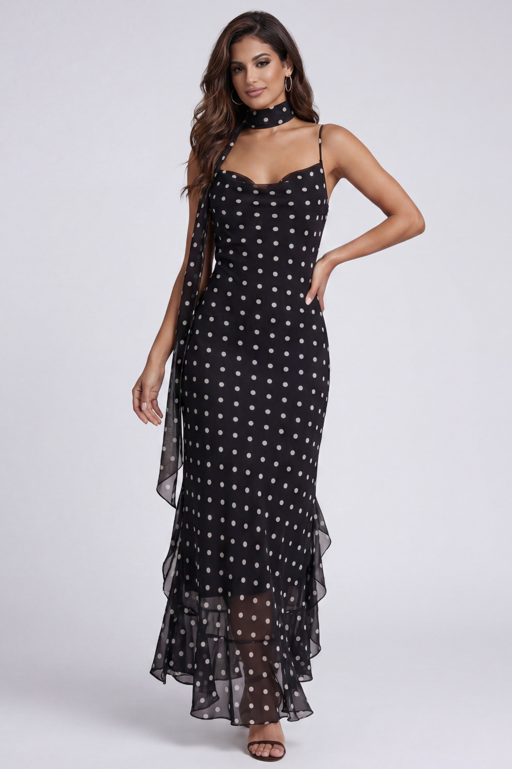 Alessia | Black Polka Dot Maxi Dress