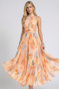 Celine | Watercolor Flowy Halter Dress