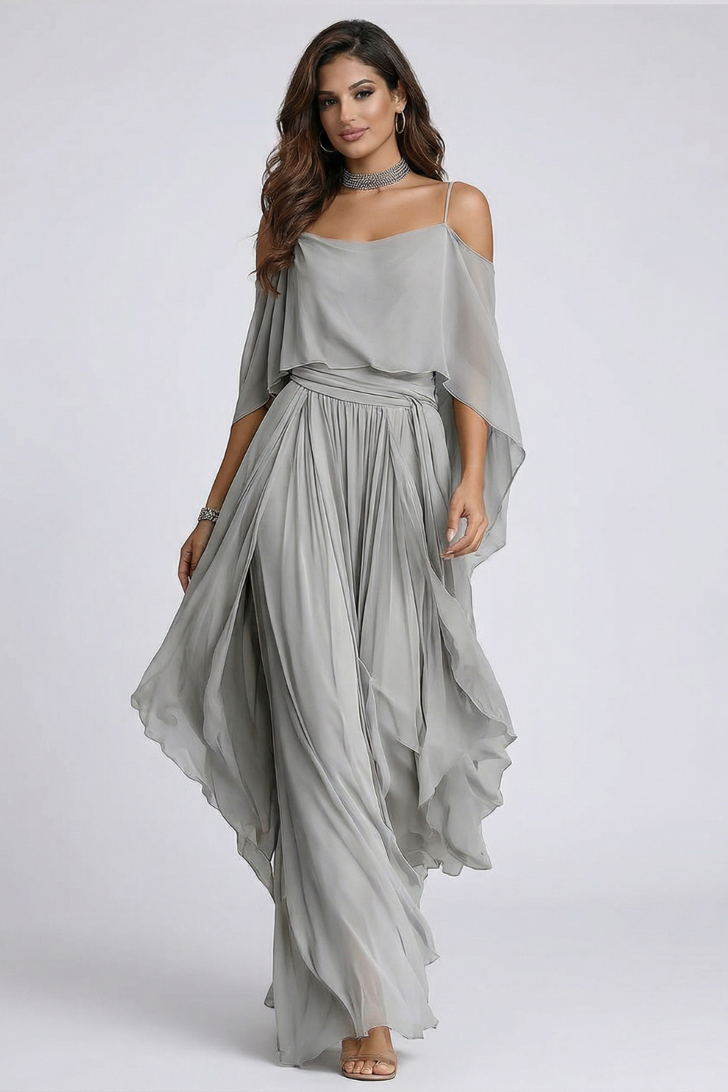 Isabela | Flowy Grey Set with Top and Trousers