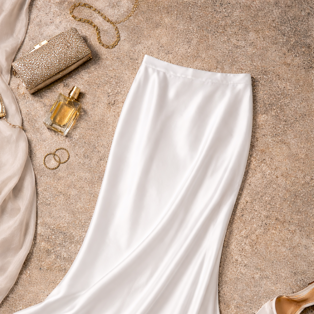 Bianca White Satin Maxi Skirt