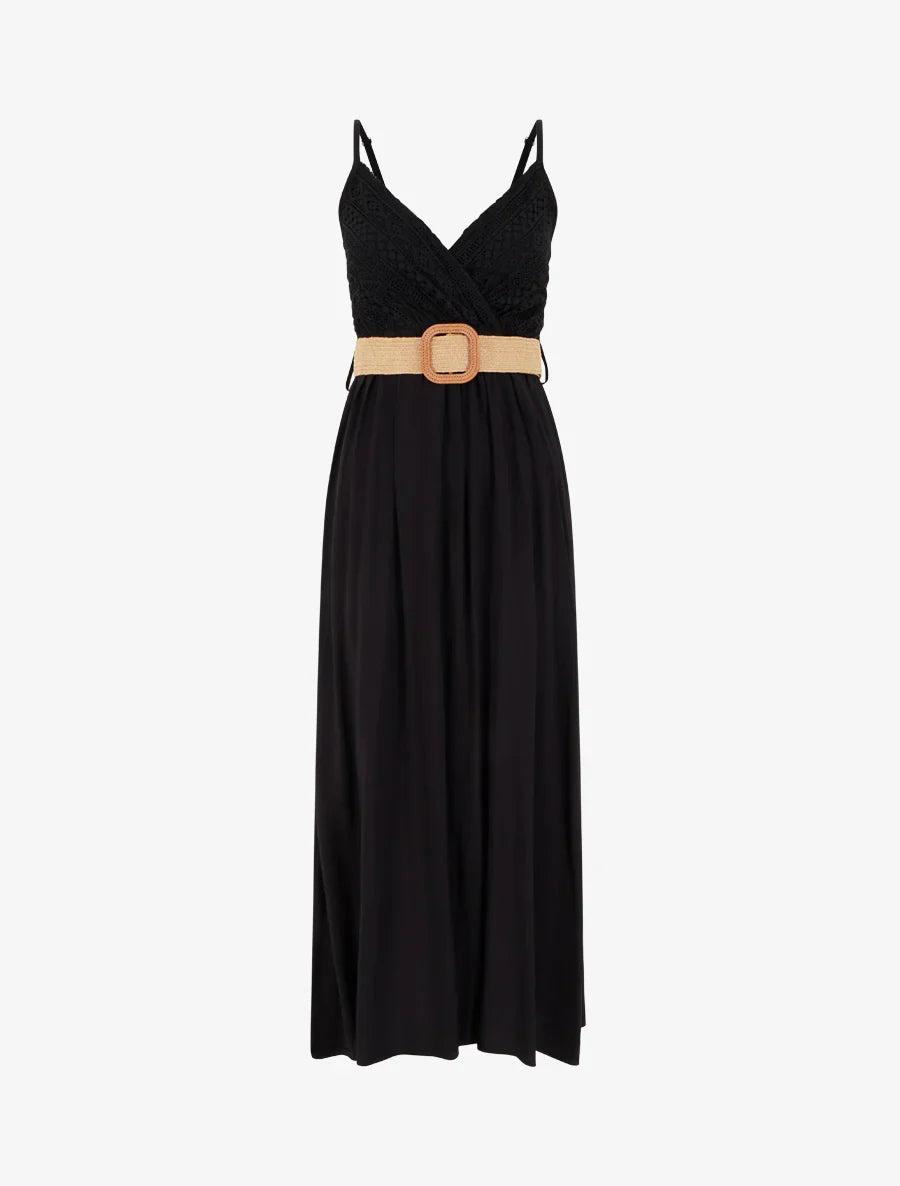 Elena | Plain long dress with lace bust