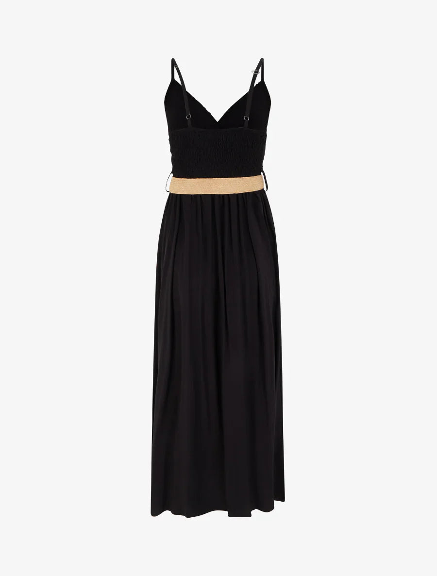 Elena | Plain long dress with lace bust