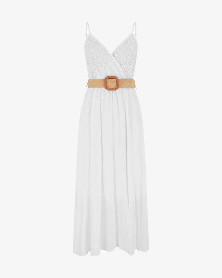 Elena | Plain long dress with lace bust