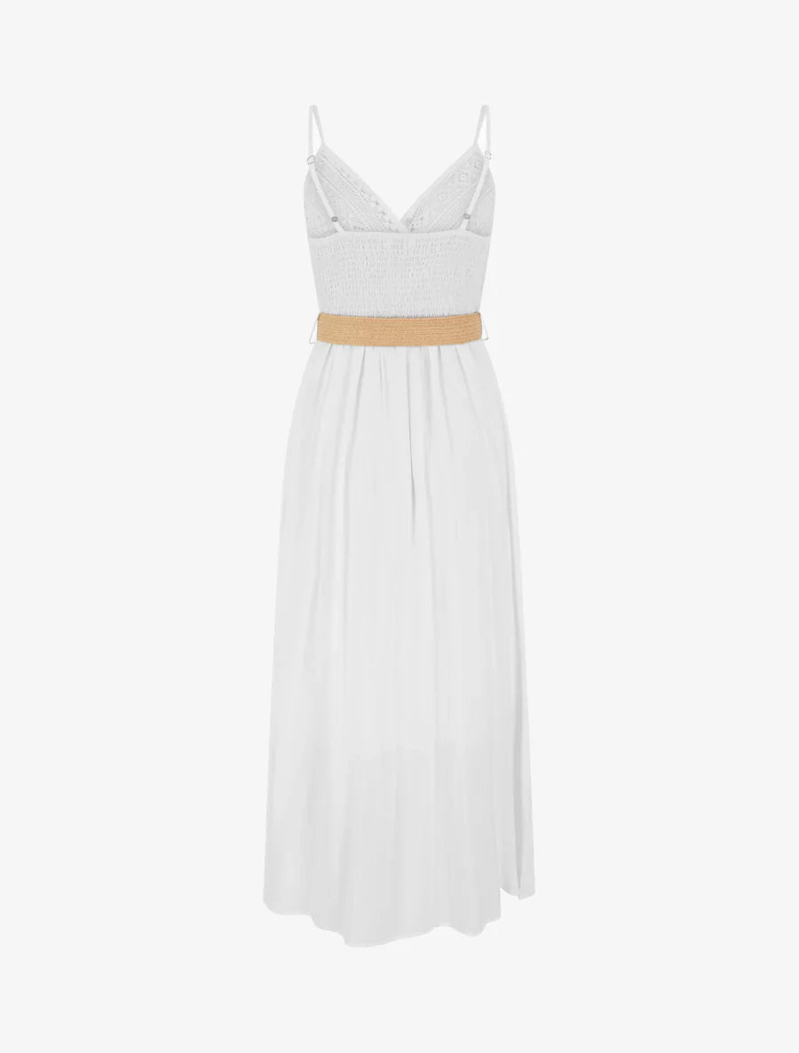 Elena | Plain long dress with lace bust