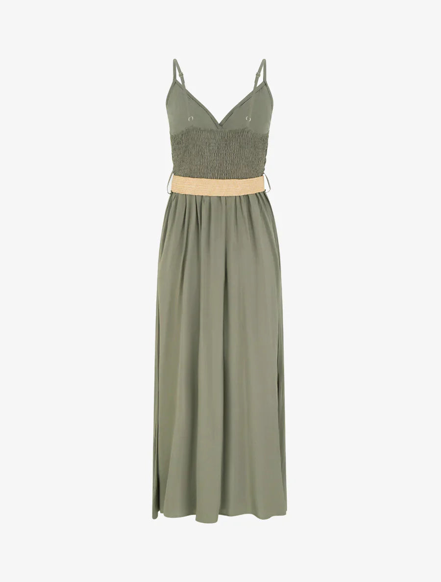 Elena | Plain long dress with lace bust