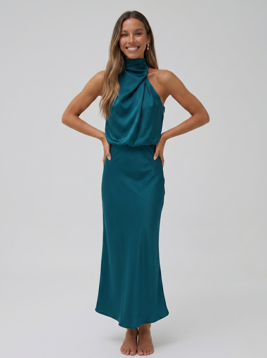Carmina | Long halter neck dress