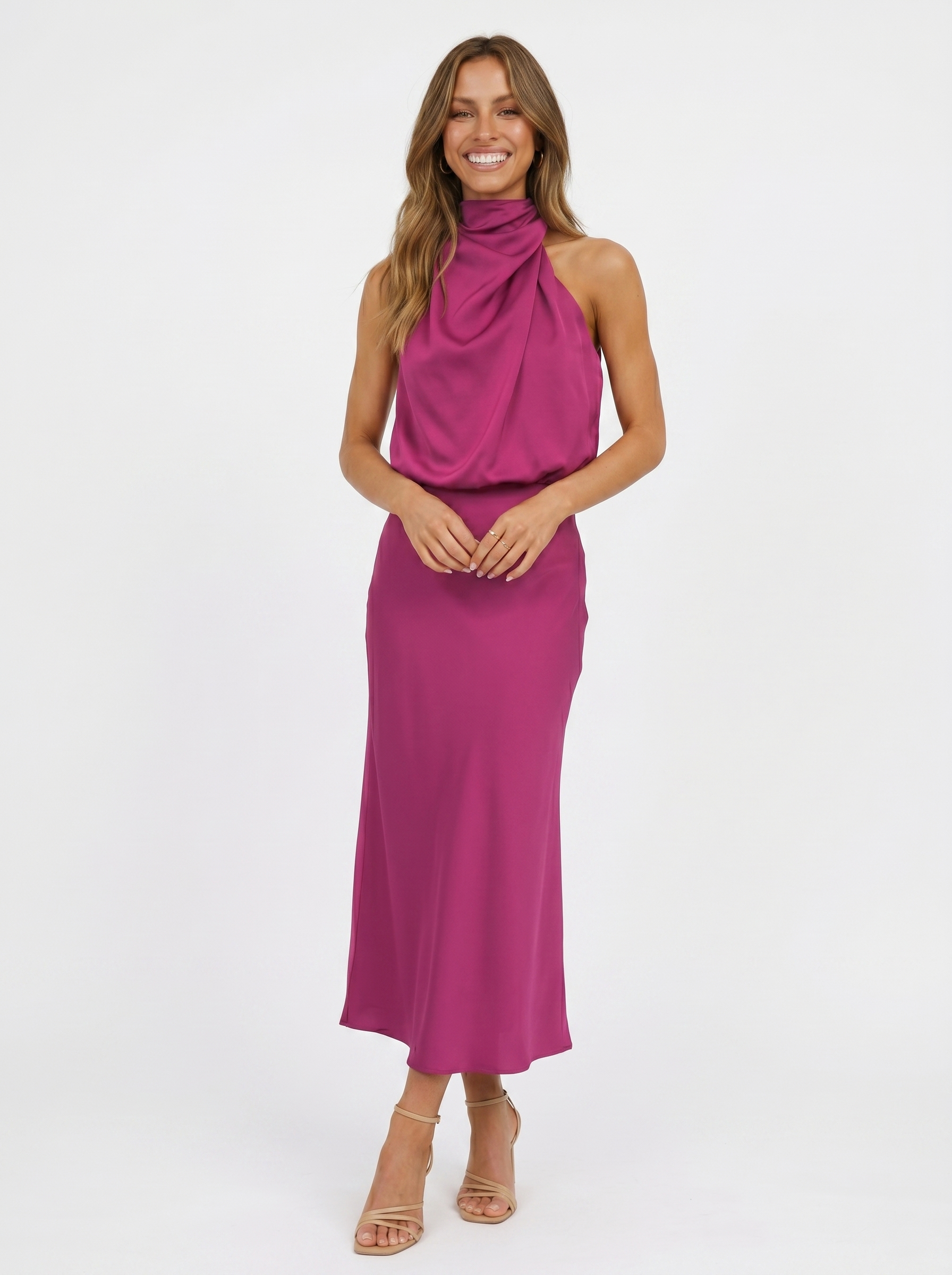 Carmina | Long halter neck dress